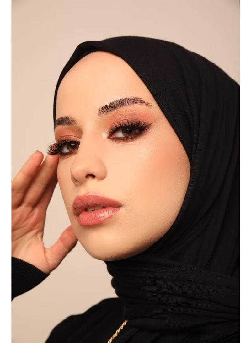 ELF PRIVE Premium Plain Cotton Combed Shawl-Black - Image 2